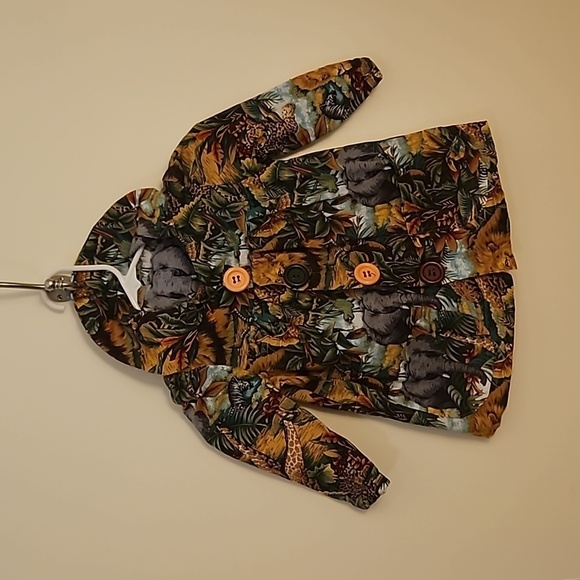 HANDMADE Jungle Safari Button Down Girls Dress - Picture 2 of 5